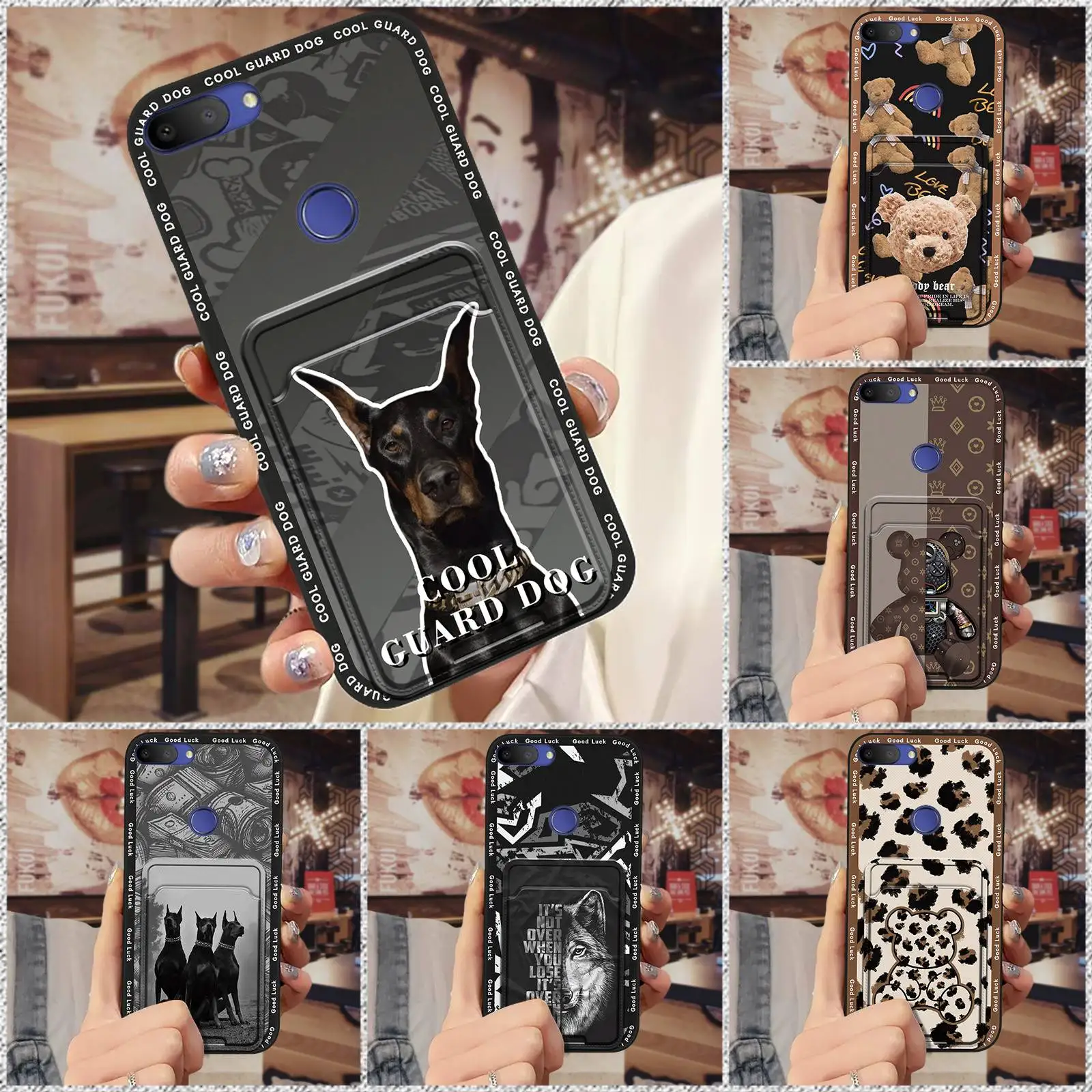 Anti-knock Silicone Phone Case For Alcatel 1S 2019/OT5024D Fashion Design TPU Full wrap Graffiti Cartoon Card bag Cute