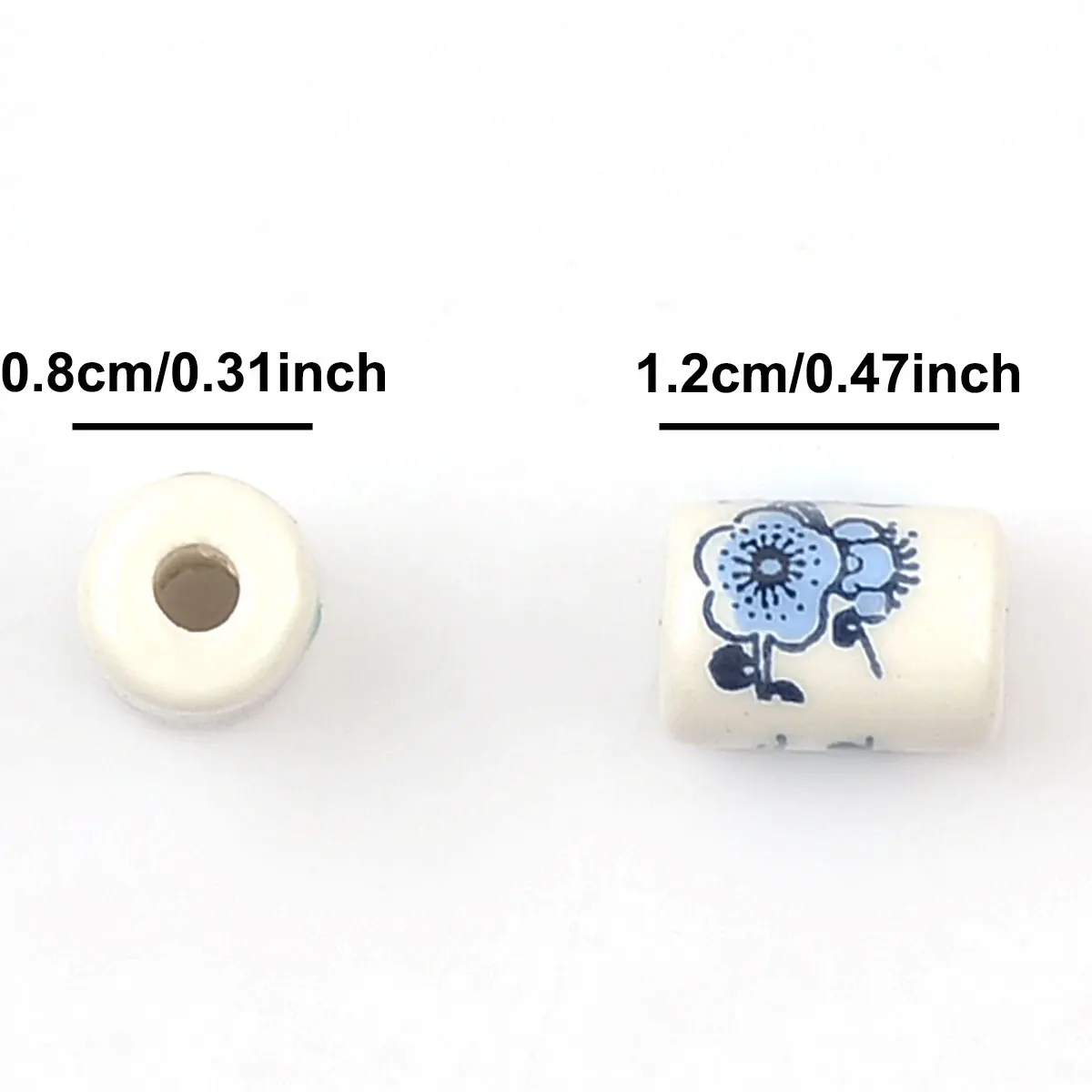0.8x1.2cm 20 sztuk losowy kolor Mix drukowanie kwiatowy wzór koraliki porcelanowe Cylinder ceramiczny wisiorek DIY tworzenia biżuterii — zdjęcie 5