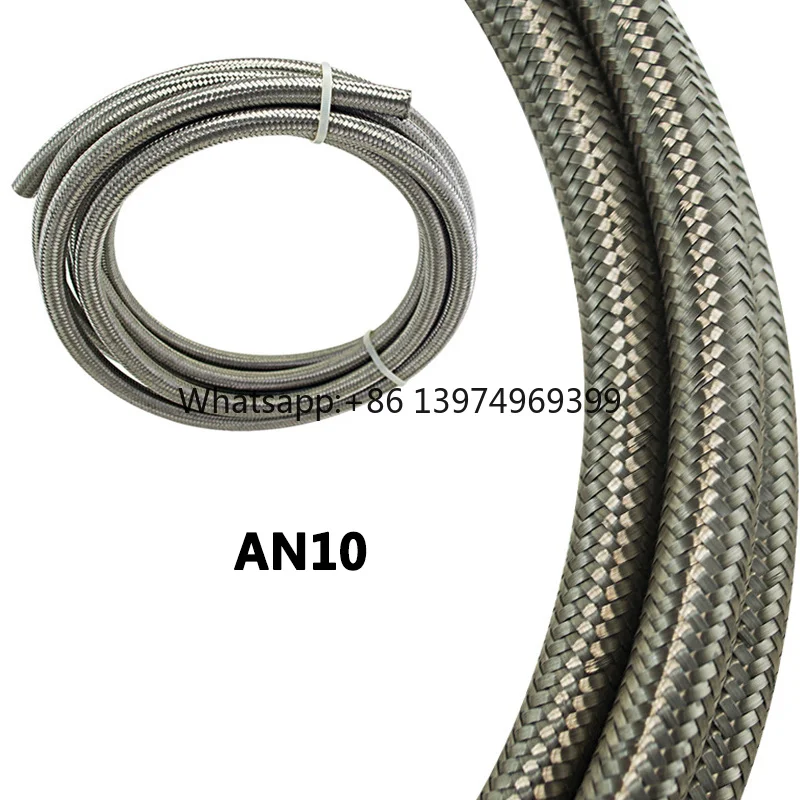 5m AN10 Stainless Steel Braided PTFE Hose Kit/ Engine Fuel Line Hose with 10 an Fittings Silver