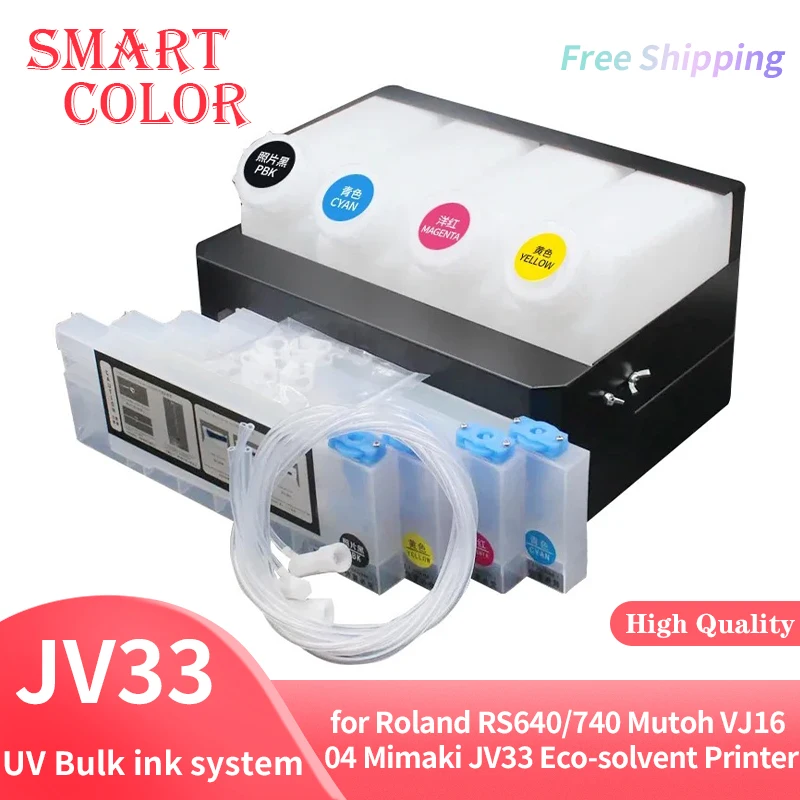 4Colos UV Bulk ink system for Roland RS640/740 Mutoh VJ1604 Mimaki JV33 Eco-solvent Printer CISS ( 4 tanks+4 cartridges )