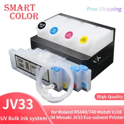 4Colos UV Bulk ink system for Roland RS640/740 Mutoh VJ1604 Mimaki JV33 Eco-solvent Printer CISS ( 4 tanks+4 cartridges )