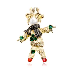 Rhinestone Scarecrow Brooch Fashion Cartoon Pearl Pin Creative Party Daily Clothing Suit Accessories Fashion Jewelry