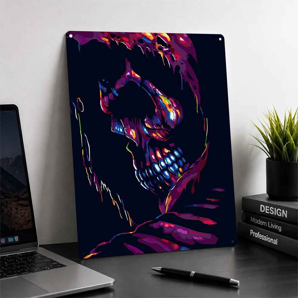Grim Reaper Metal Poster Macabre Wall Art Personalized Vintage Tinplate Sign for Man Cave Home Theater Bedroom Gift Room Decor