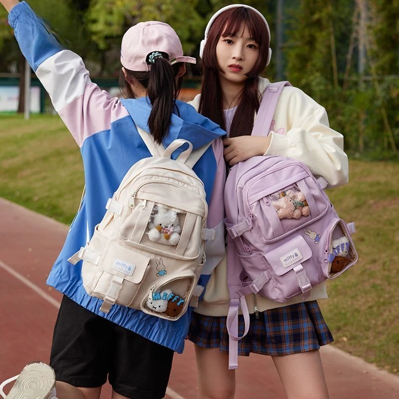 Cartoon Kawaii Miffy Newstyle Student Children Fashion Practical Zipper Convenient Lightweight Backpack Large Capacity Good Look