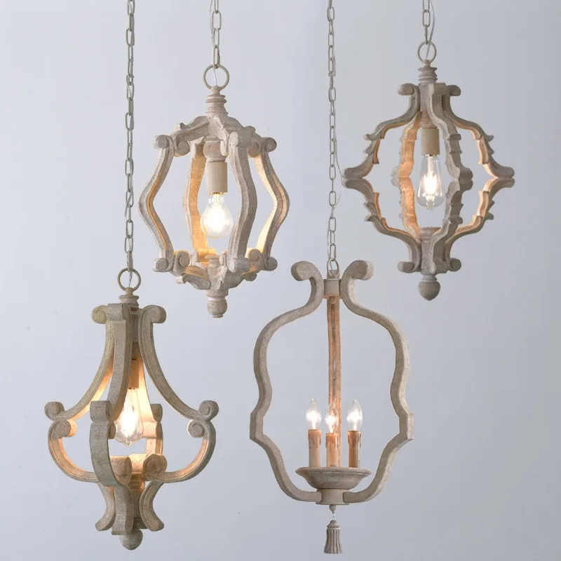American chandelier wood art French pastoral bedroom dining room lights wine bar bed and breakfast villa shop decoration stair l