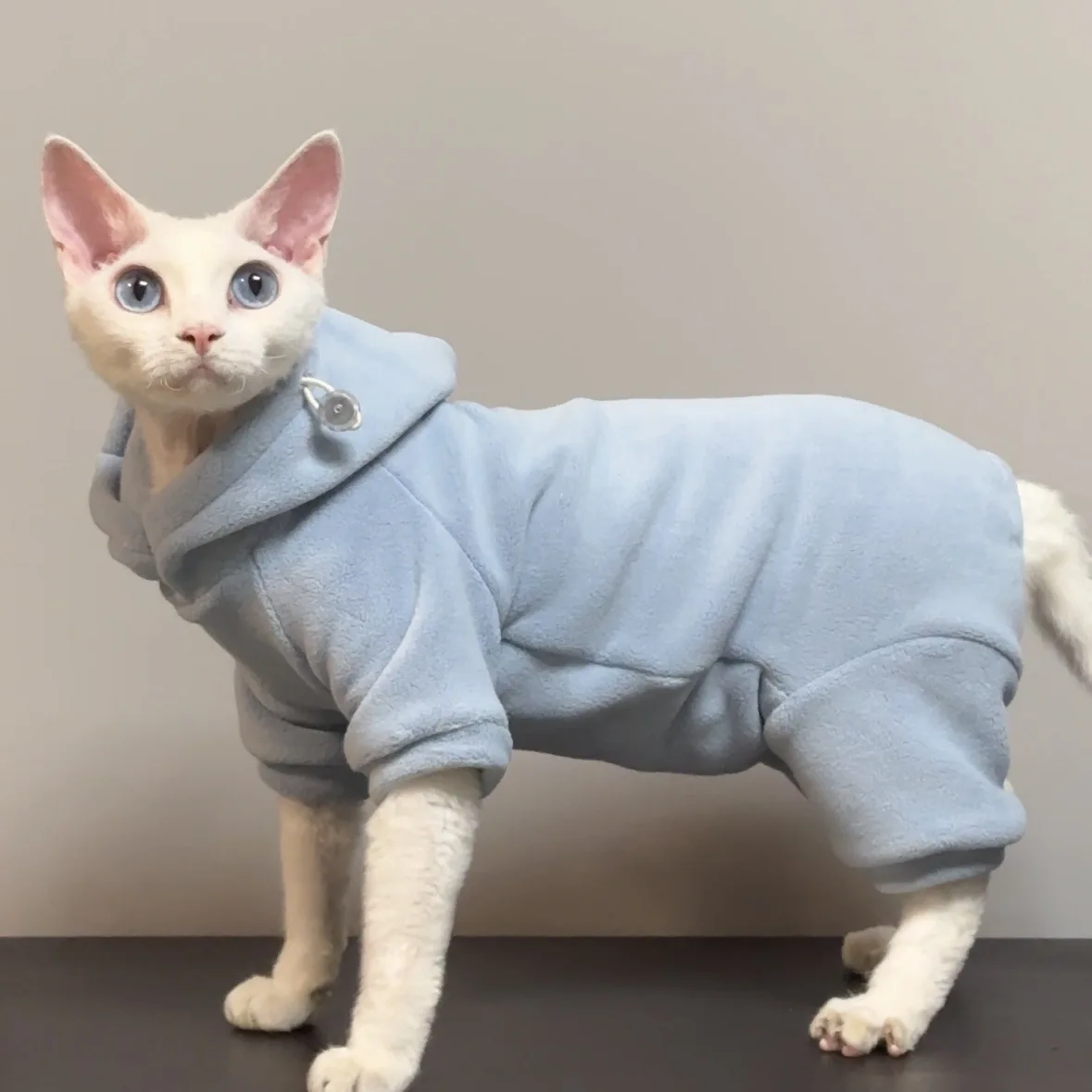 Thick  Winter Hairless Cats Clothes Warm Elastic Oat Fleece Jumpsuits Protect Tummies Suitable for Devon Rex Curly-Haired Cats
