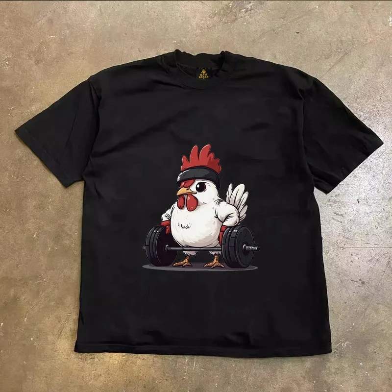 Loose Fit Cotton T-Shirt Unisex Short Sleeve Double Thread UPUPXIA Hero Print Sweat Absorbent round Neck Casual Summer Top