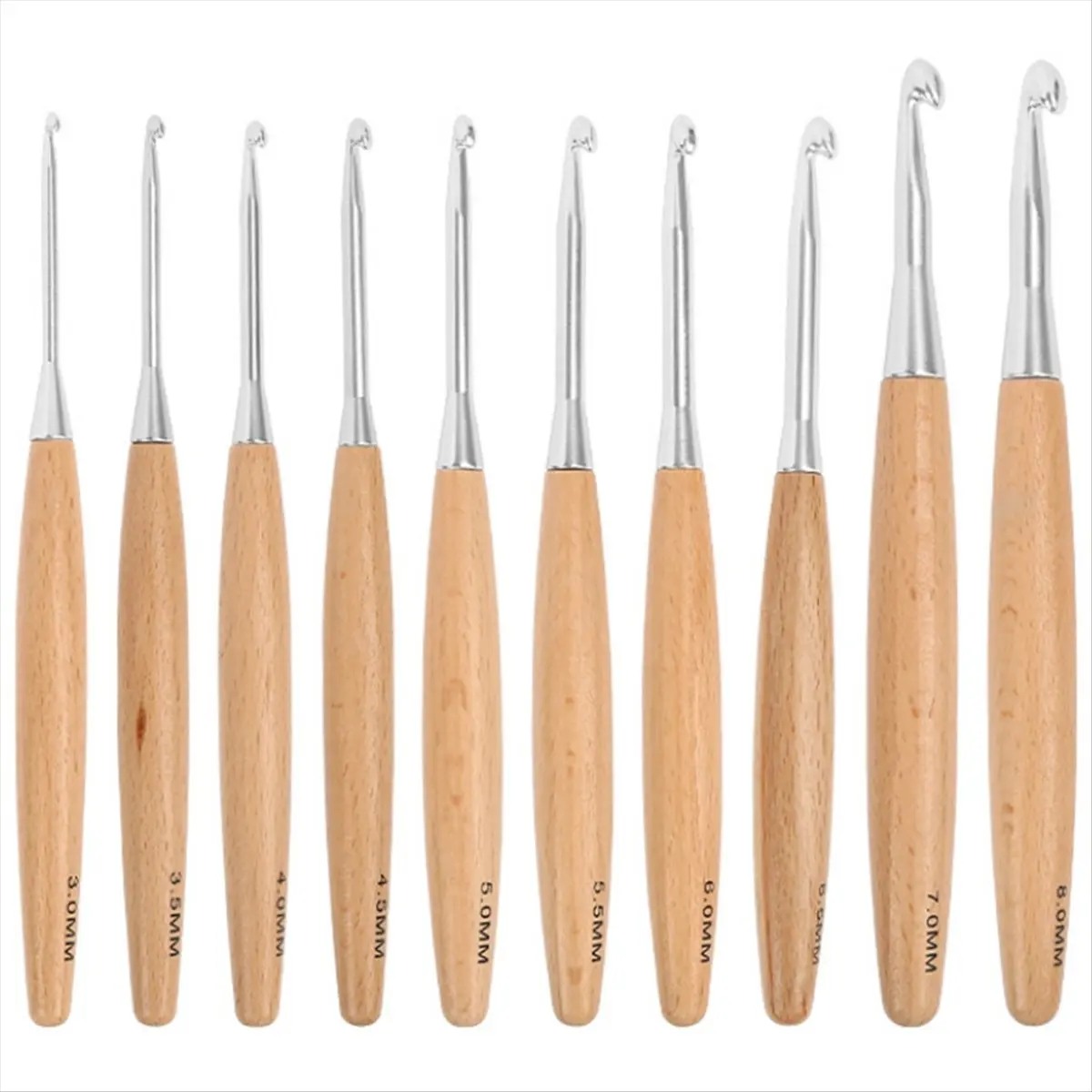2026 Trend Big Crochet Hooks Set with Beech Wood Handle, Large Crochet Hooks for Chunky Yarn