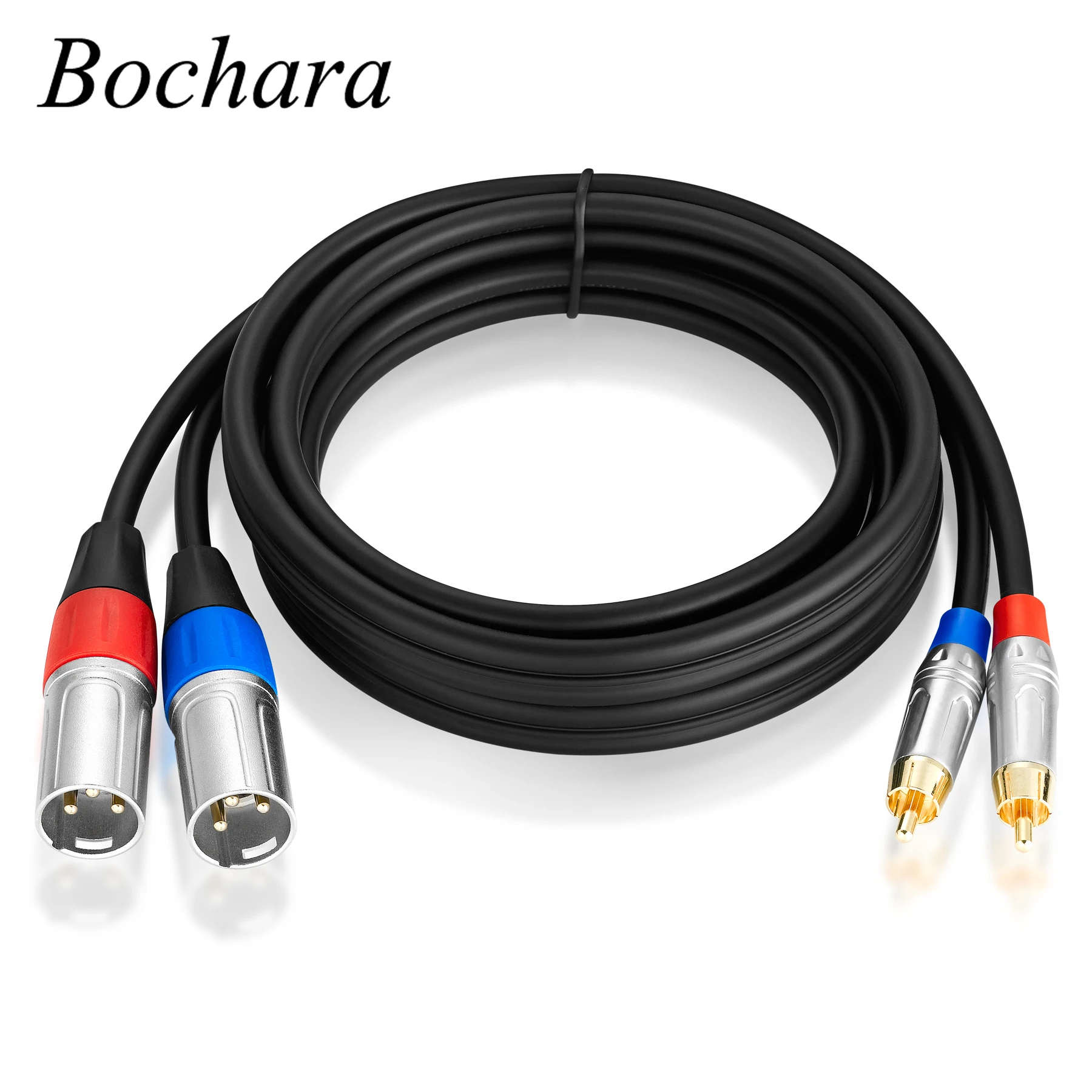 Bochara позолоченный 2RCA штекер 2XLR папа OFC AUX аудио кабель экранированный для усилителя миксер колонки 1,8 м