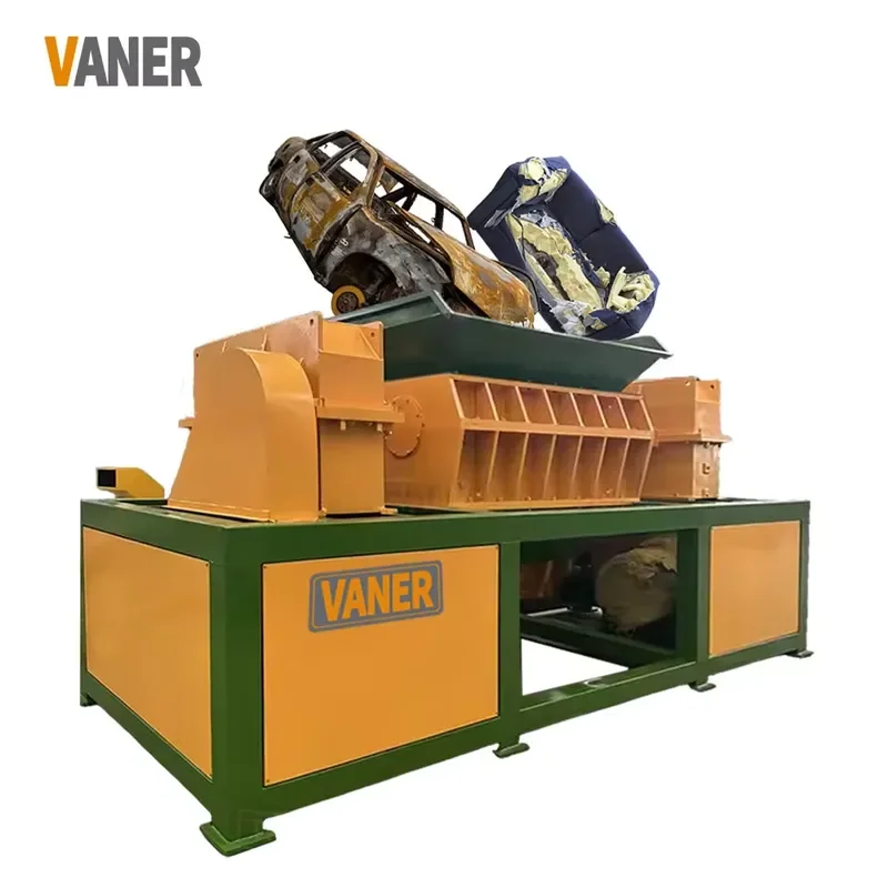 2026 Hot High Quality Double Shaft Plastic Cardboard Wood Metal Tire Shredder Recycling V-CR1800 Scrap Metal Processing