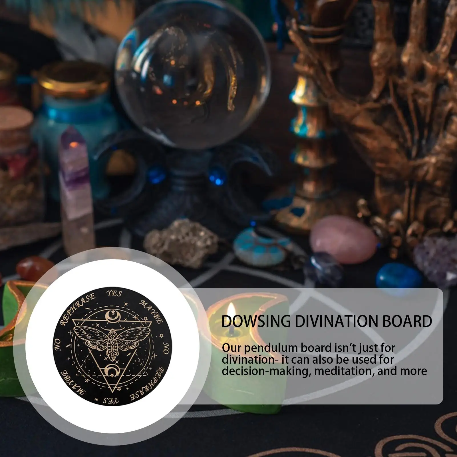 Wooden Star Pendulum Board Dowsing Message Divination Board Magics Meditation Decision Plate Metaphysical Witchs Altar Supplies