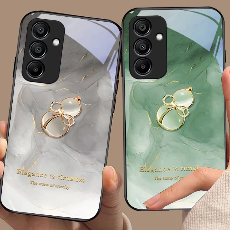 

Gradient Gourd Gray For Samsung Galaxy A15 5G 54 4G 51 50 24 35 90 71 12 51 53 52S 80 22 34 Black Tempered Glass Phone Case