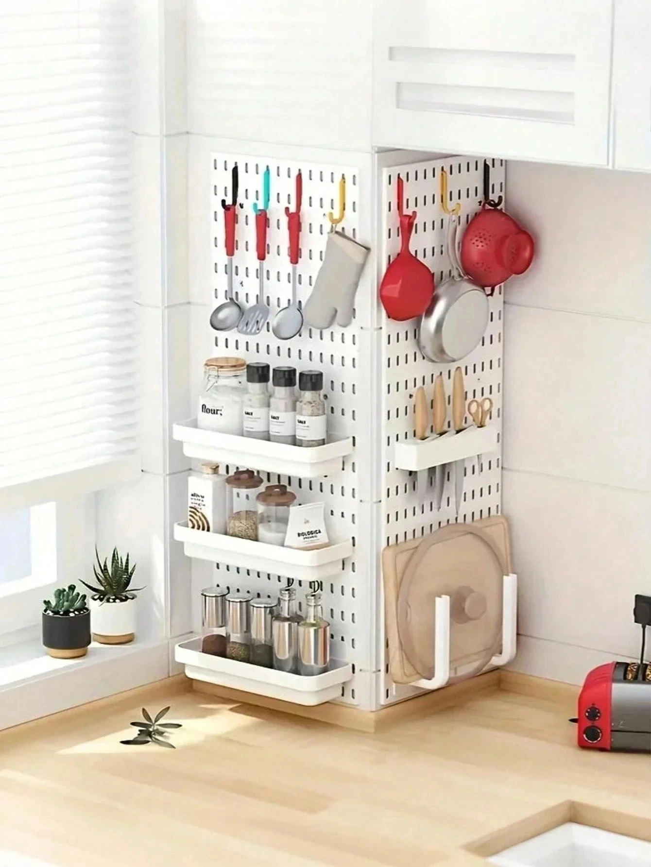 Wall Hanging Storage Organizer Board With Hooks Boxes Kitchen Bedroom Bathroom Study Room Space-Saving Desktop Display Storage