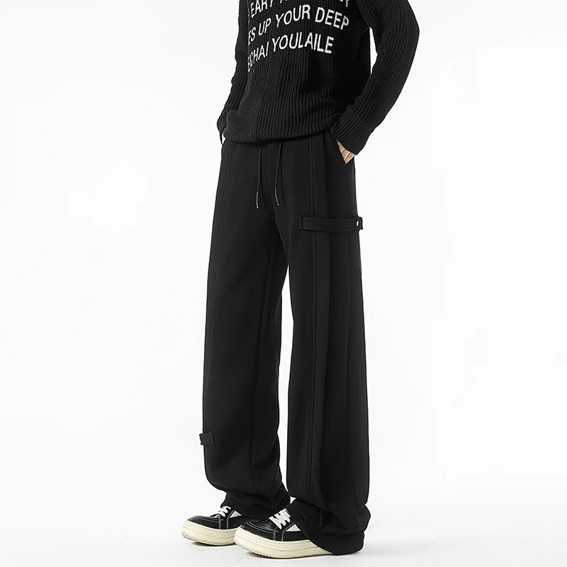 

​ ​ Лидер продаж, мешковатые спортивные штаны для мужчин - повседневные прямые брюки для бега, удобные брюки с эластичной резинкой на талии на весну/осень ​ ​ 5XL