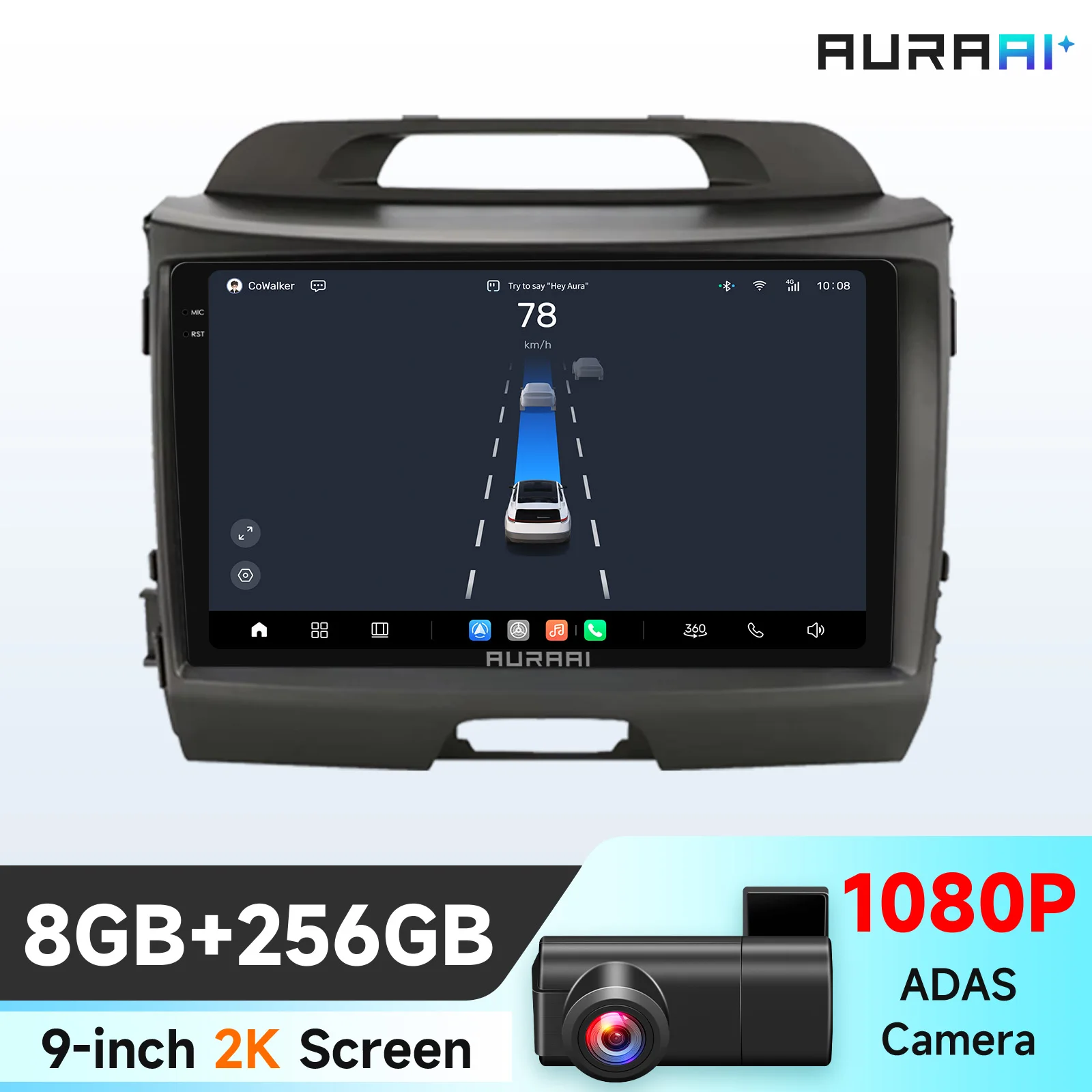 AURA AI 7870 2K Scherm 4G Carplay Android autoradio GPS voor KIA Sportage 3 2010-2016 Speler ADAS Camera Autoradio WIFI Stereo Video