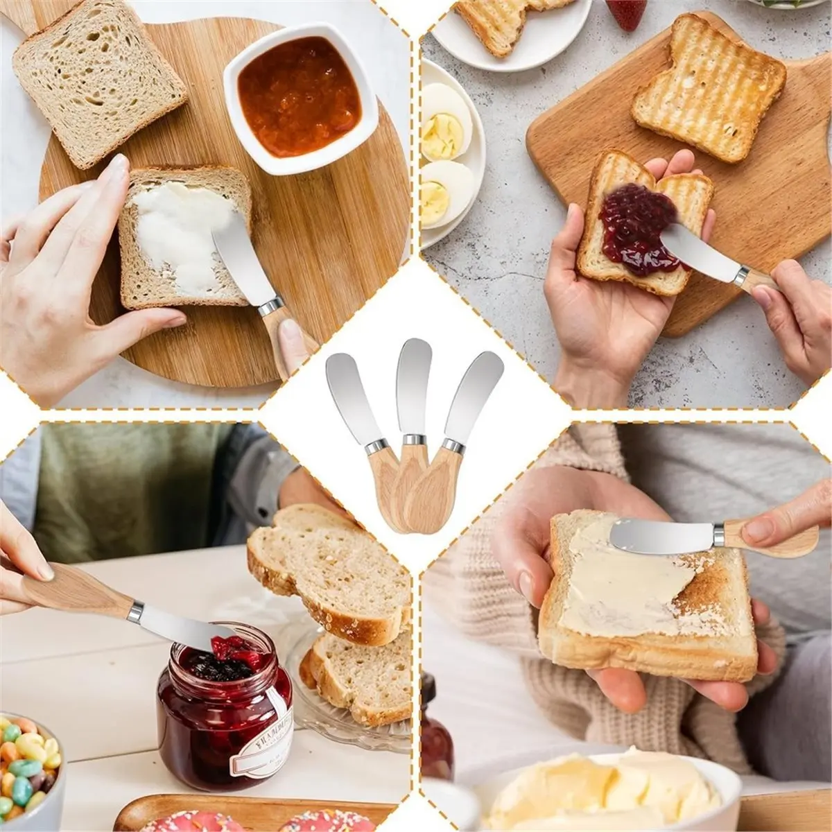 20-Piece Mini Cheese Spreader Set, Stainless Steel Butter Knives with Wooden Handles for Charcuterie Boards and More