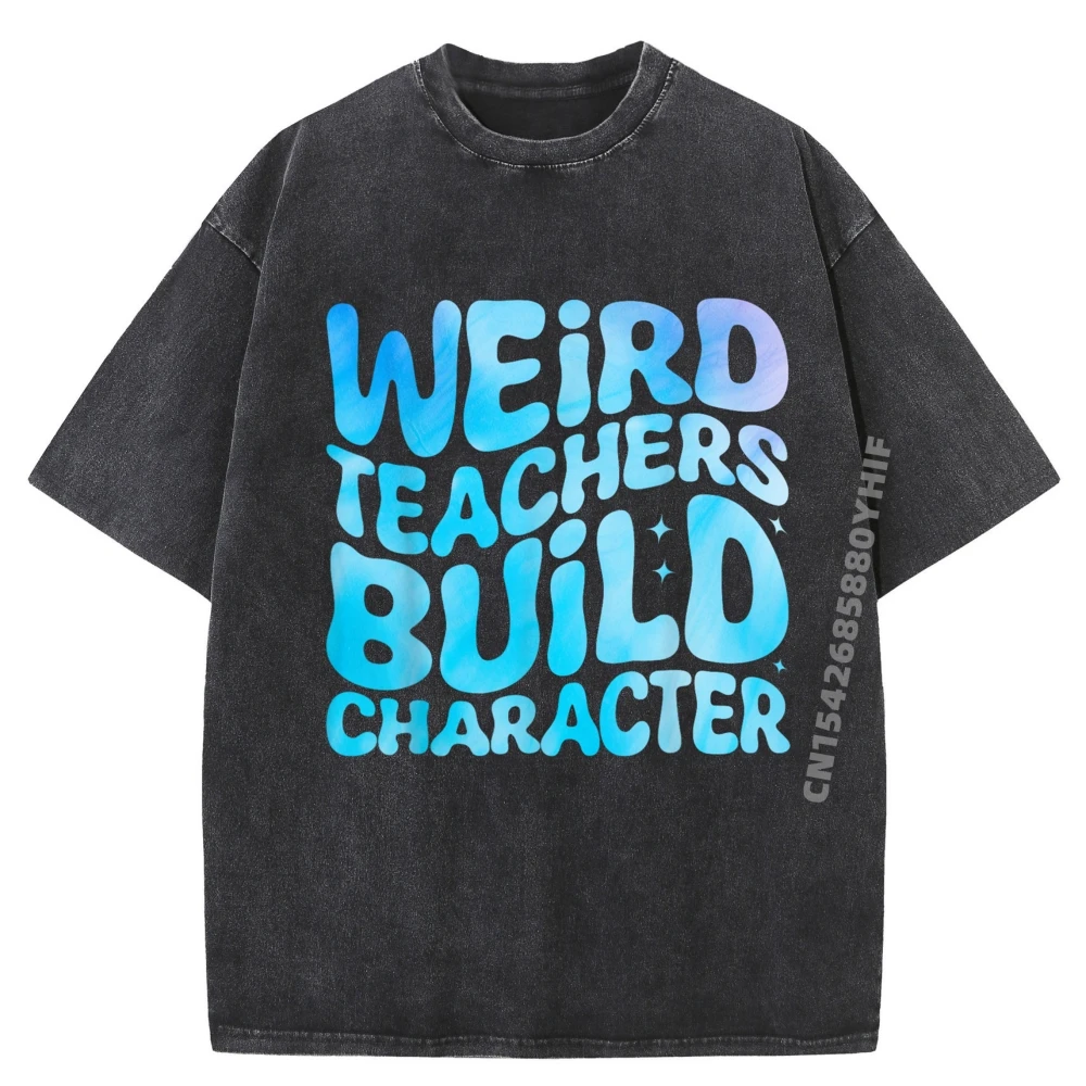 

Мужская стираная рубашка Groovy Weird Teachers Build Character Funny Teacher Tie Dye Графическая футболка для взрослых Весенняя рубашка с принтом