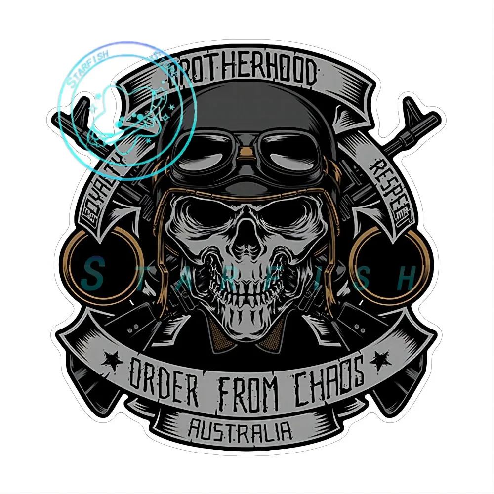 

Brotherhood Skeleton Chaos Sticker Loyalty and Respect for Automotive Styling Decoration PVC Material Waterproof and Sunscreen