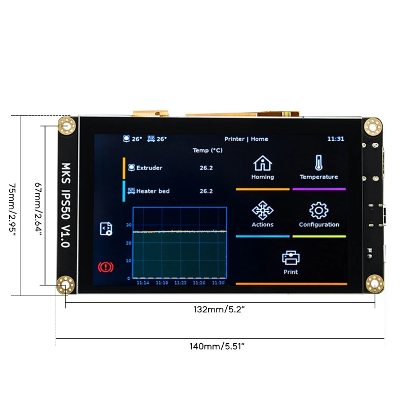 Для Makerbase MKS IPS50 5-дюймовый емкостный экран Поддержка ЖК-экрана Klipper Прямая поставка