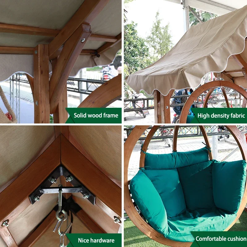 ในร่มกลางแจ้งตกแต่งเฟอร์นิเจอร์ Log Swing Modern Garden Hammock เก้าอี้แขวนชิงช้าไม้