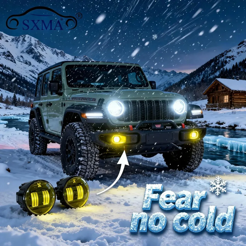 

SXMA JL1338 LED Fog Light Daytime Running Light Front Fog Lamp DRL for Jeep Wrangler Toyota Land Rover Mitsubishi Tank