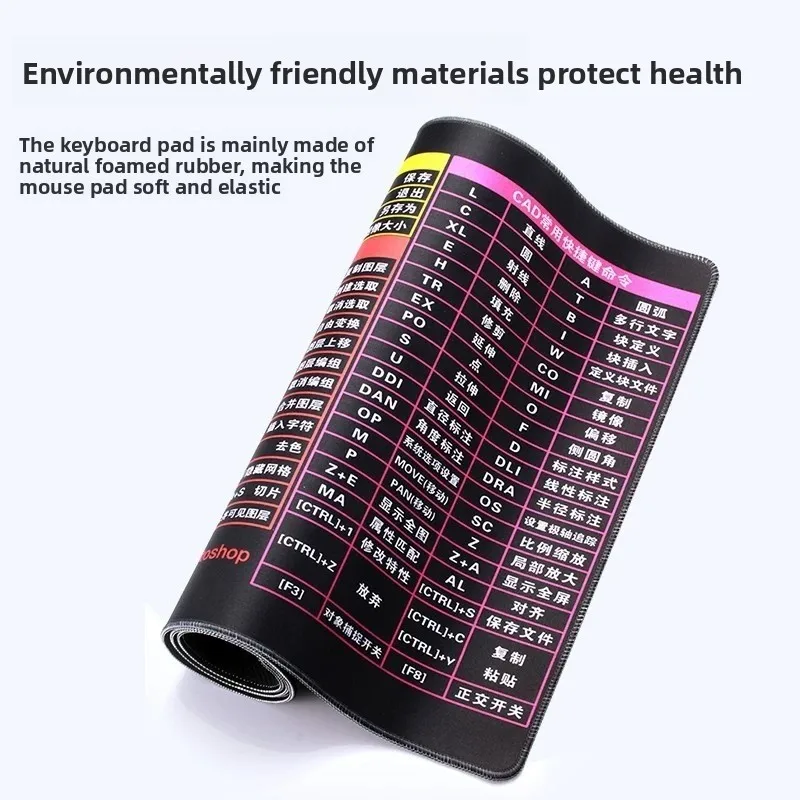 Extra Large Office Desk Mat with Keyboard Shortcut Chart, Non Slip Rubber Long Mouse Pad, 800 x 300 mm Desk Protector for