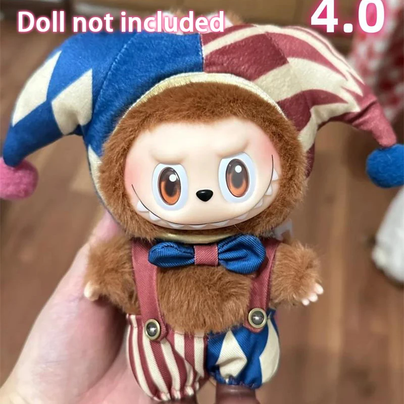 

For Labubu V1 V2 V3 Clothes Circus Clown Costume Set For Labubu Winter Onesie Plush Set Warm Outfit Doll Accessories