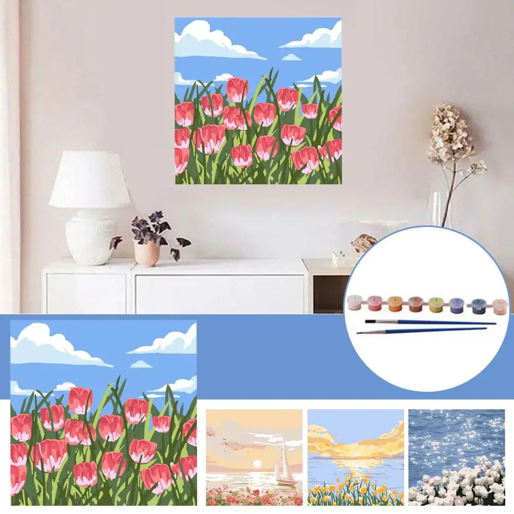 Landscape Digital Oil Painting Diy Hand-painted Landscape Colouring Picture ﻿ Art Decoration Gift Home Wall L3b3