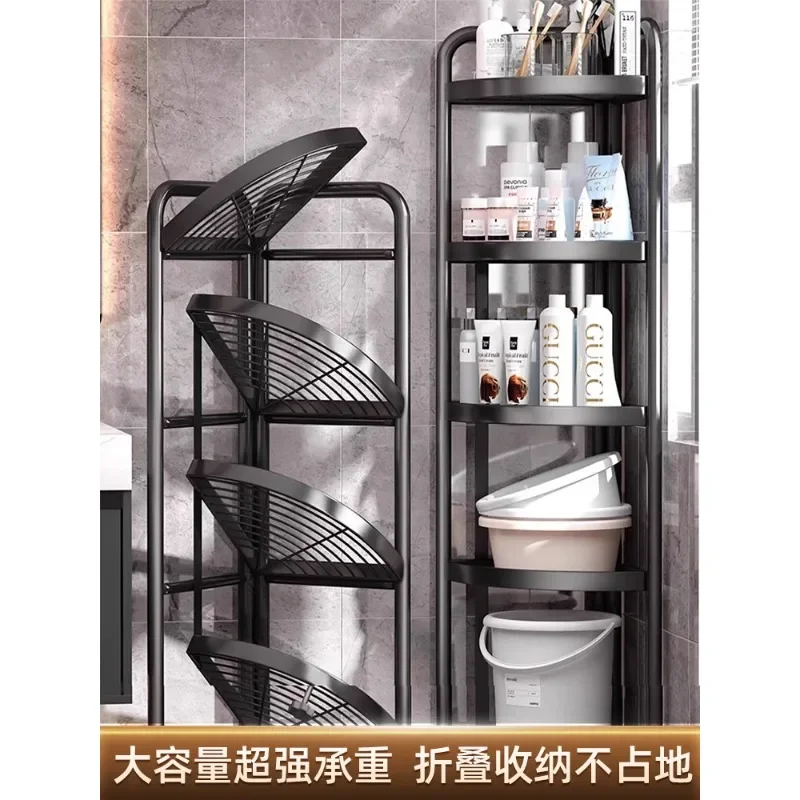 Toilet floor-to-ceiling multi-layer rack, toilet triangular storage  toilet, bathroom free installation corner storage