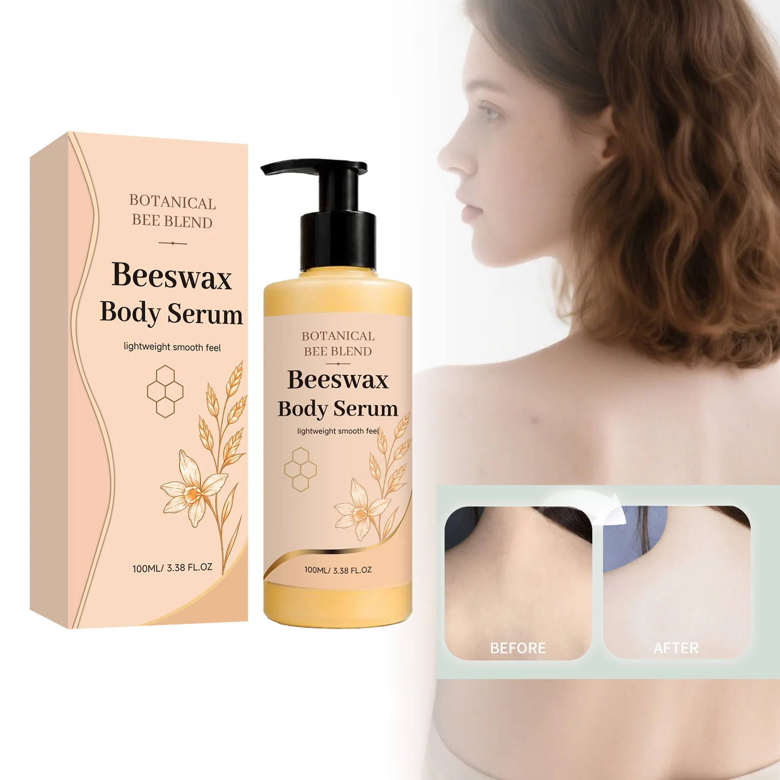 Beeswax Moisturizing Body Serum, Soft and Rejuvenating, Clear and Absorbed Gentle Maintenance Body Serum