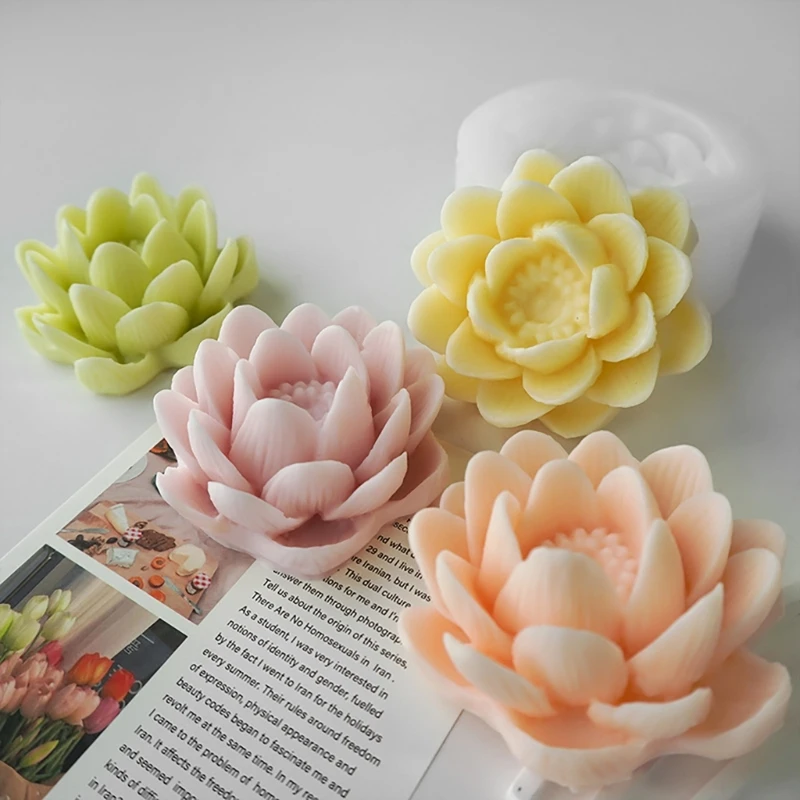 Silicone Mold Clay Crafts Moulds Making Moulds Lotusflower Figure Mold Suitable for Hand-Making Enthusiasts