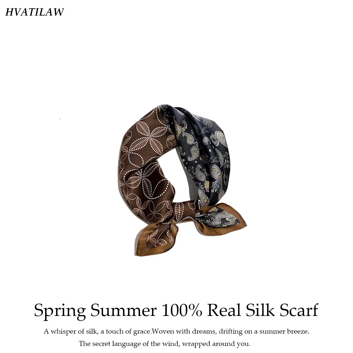 

Шарф из 100% натурального шелка для женщин, с узором пейсли, 53 см, квадратный, повязка на голову, модный хиджаб, пончо, пашмина, фулярд