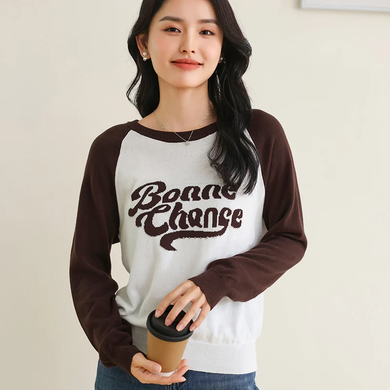 Spring and Autumn New Cotton Thread Jacket 100% Cotton Round Neck Long Sleeve Oullover for Women, Loose Korean Embroidered Tops