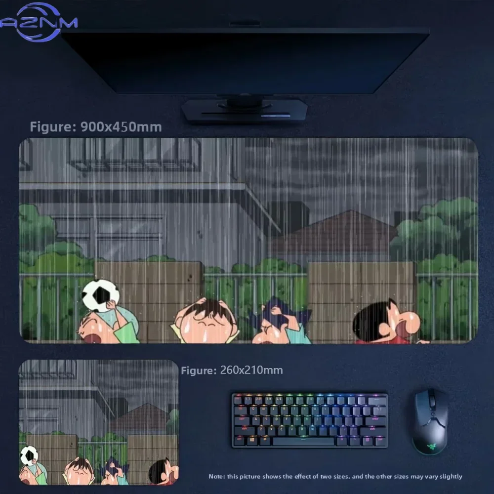 Anime Crayon Shin-chan Friends Swimming Large Mousepad Rubber Non-Slip Gaming Desk Mat Keyboard Pad for Home Office Decor