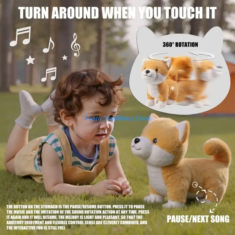 Cachorro peluche electrónico interactivo realista, juguete que ladra y mueve para niños, juega, regalo cumpleaños, C90B