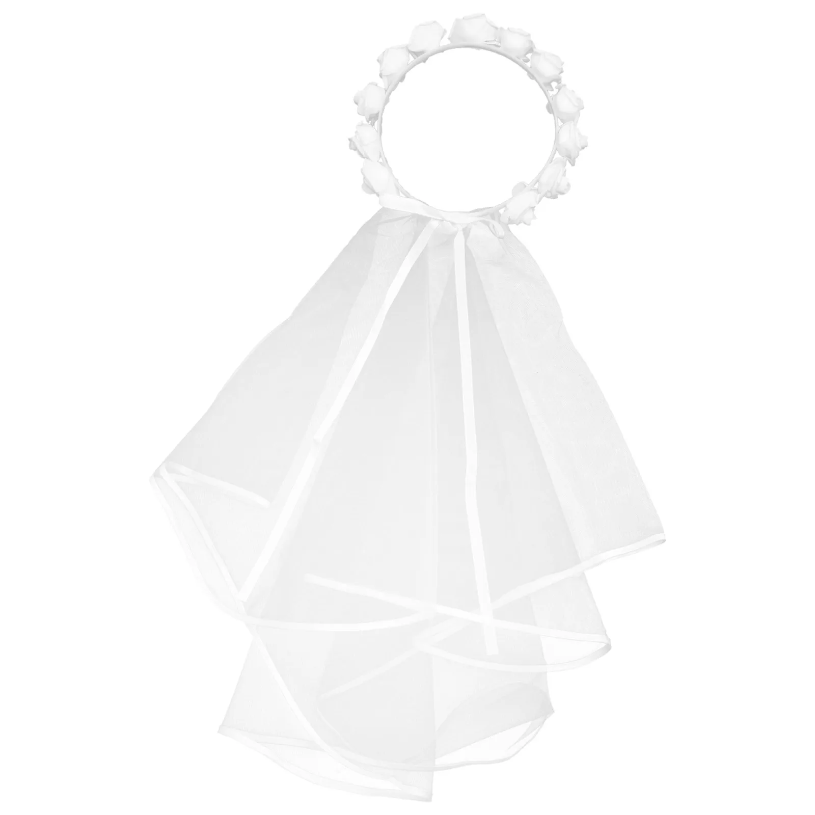 حجاب وردي حجاب زفاف قصير خفيف الوزن وناعم بتصميم عصابة رأس لحفلات الزفاف للعروس والنساء وإكسسوارات إكليل #2