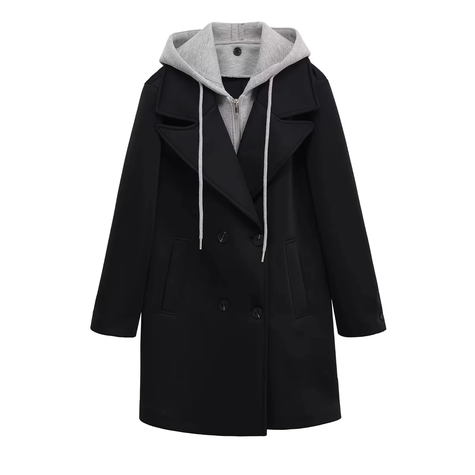 

Detachable Dstring Hooded Long Jaet Women's Suit 2025 Autumn New Sle Casual Cotton Blend Fabric Thiened Coat