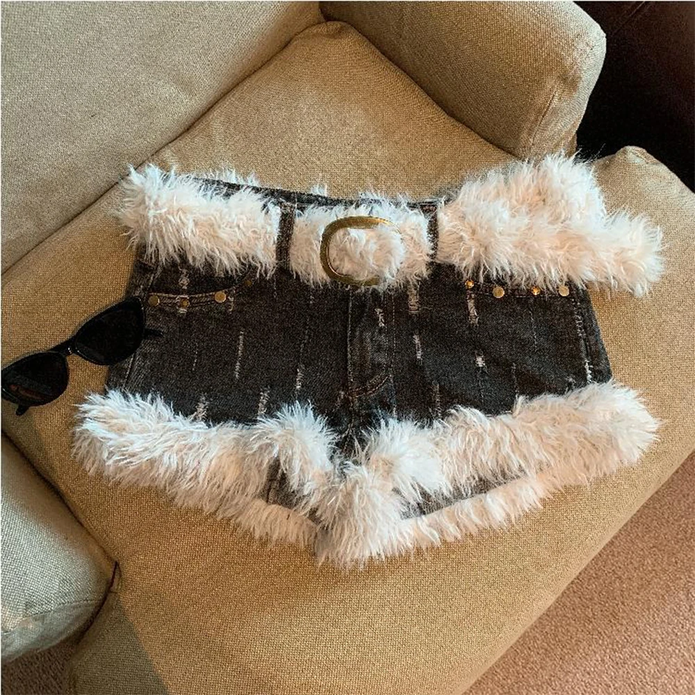 Women Denim Booty Jean Shorts Low Rise Jeans Shorts Sexy Nightclub Shorts 2000s Y2k Emo Gyaru Hot Pants Feminino Skinny Shorts