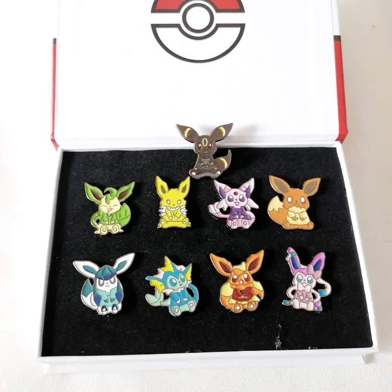 

Pokemon Pins Brooches Evees Family Flareon Vaporeon Jolteon Espeon Umbreon Leafeon Glaceon Sylveon Eeveelution Box Collection