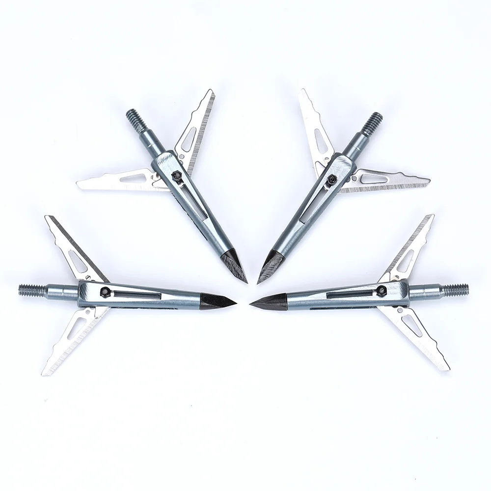 ปลายหัวลูกศรล่าสัตว์6/12ชิ้นอุปกรณ์เสริมลูกธนู2ใบมีดหัวกว้างทำจากสเตนเลสปัตเตอเลี่ยนตัดผม