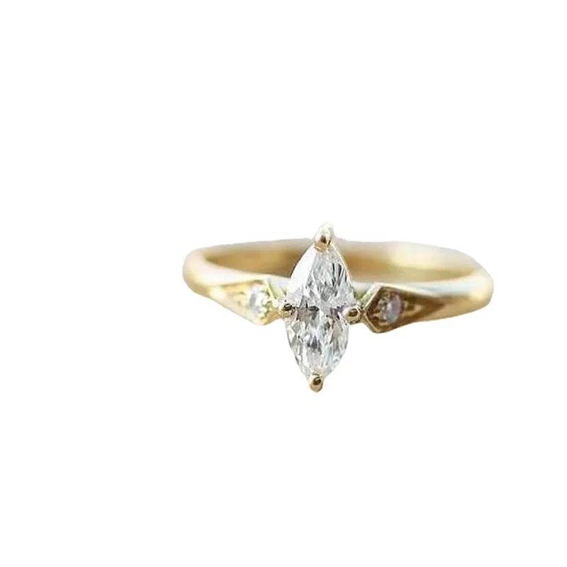 925 Silver Imported European Classic Olive Sharp Cut High Carbon Diamond Ring Finger D with approximately 68 points in two style