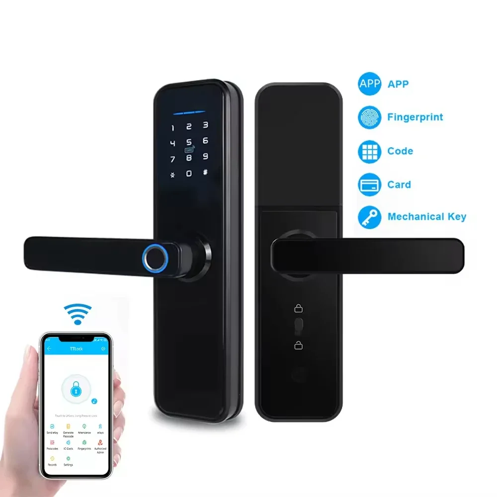 

Home Apartments front door Digital Fingerprint TTlock or Tuya App Smart Door Lock With Key Card Fingerprint Password smart locks