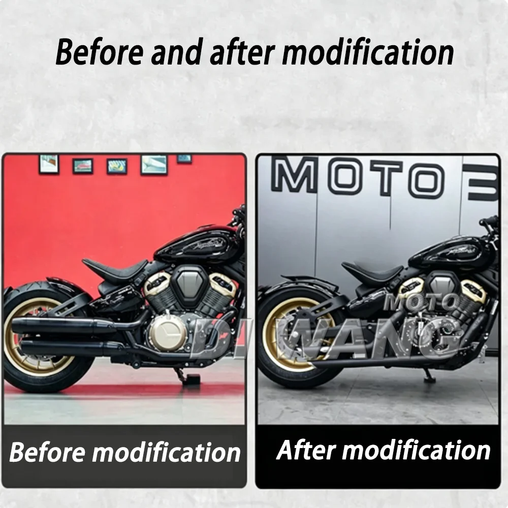 For BENDA Napoleon 500 Modified VH Full Section Dual Outlet Slant Cut Exhaust Pipe Deep Thick Sound Wave Motorcycle Accessories