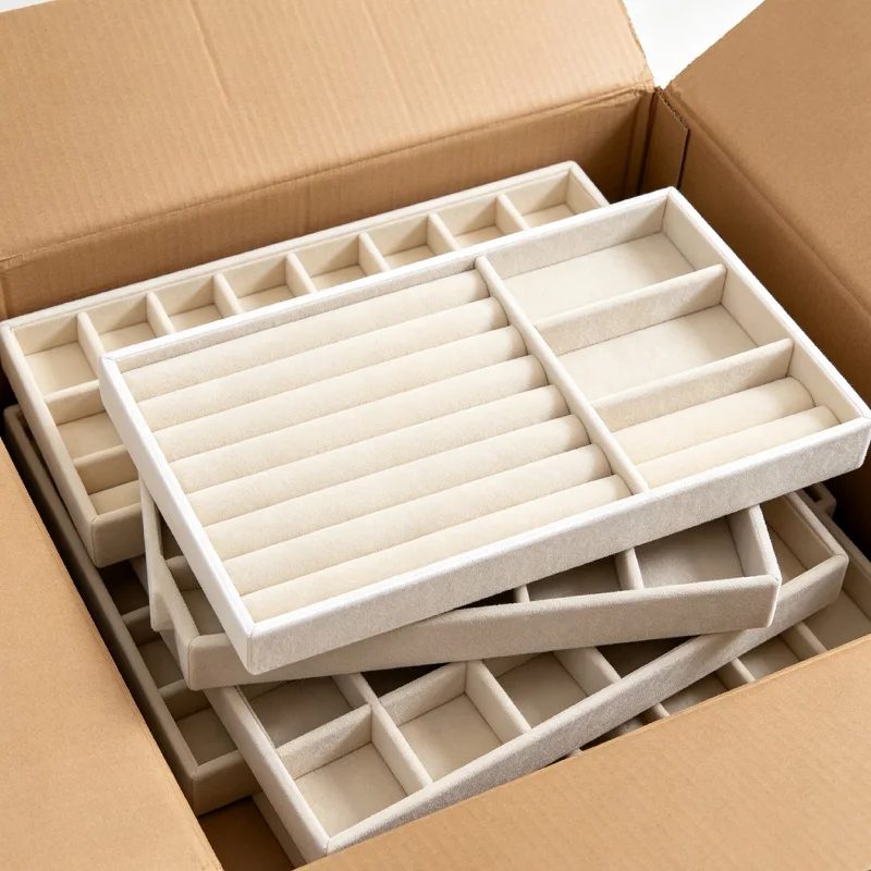 New Velvet Jewelry Tray Case Stackable Jewelry Display Storage Box Portable Ring Earrings Necklace Organizer Box Jewelry Holder