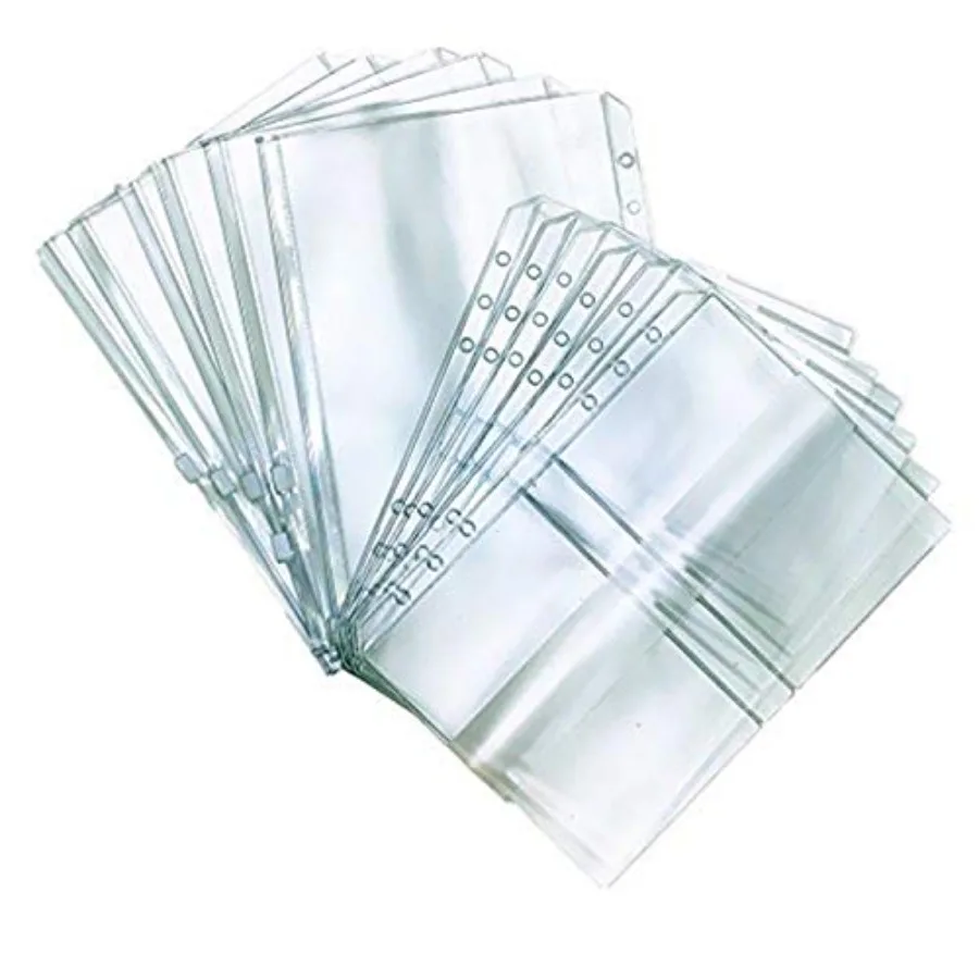 

12 Pcs A5 6 Holes Loose Leaf Notebook Refills Filler Organizer 6 Pcs Zipper Bag and 6 Pcs Business Card Refill Page Iluded Inse