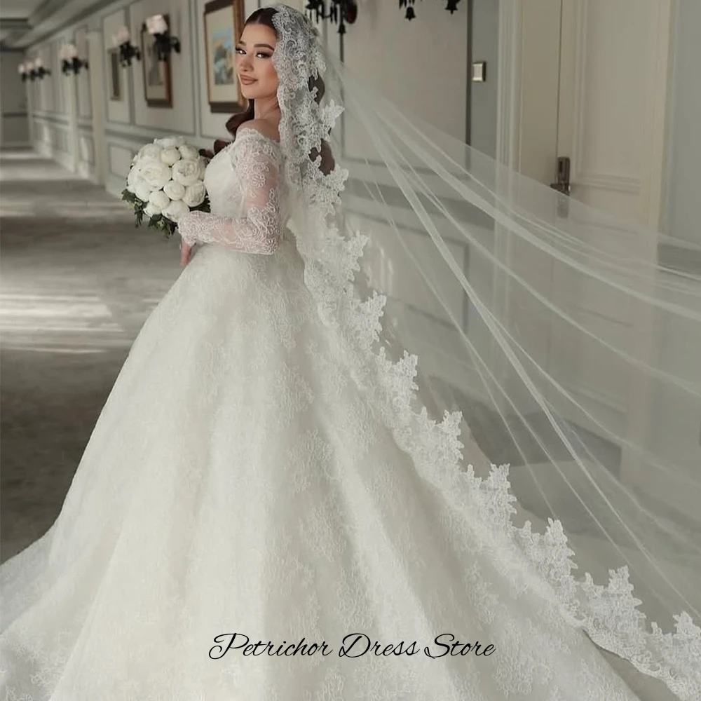 Romantisches Organza-Hochzeitskleid nach Maß, elegant, mit langen Ärmeln, Brautkleider, exquisite Spitzenapplikationen, Vestido De Novia