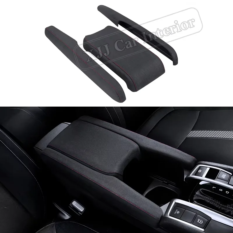 For Honda Civic 10th Gen FK7 FK8 SIFC 2016-2021 Suede Center Console Armrest Box Cover Trim Sticker Car Interior Accessories