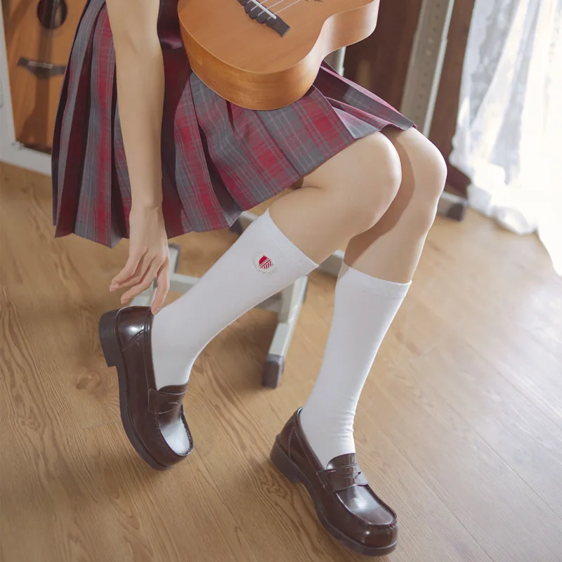 Симпатичные женские хлопковые носки до середины икры с изображением кошачьих когтей цветов и вышивкой в японском стиле