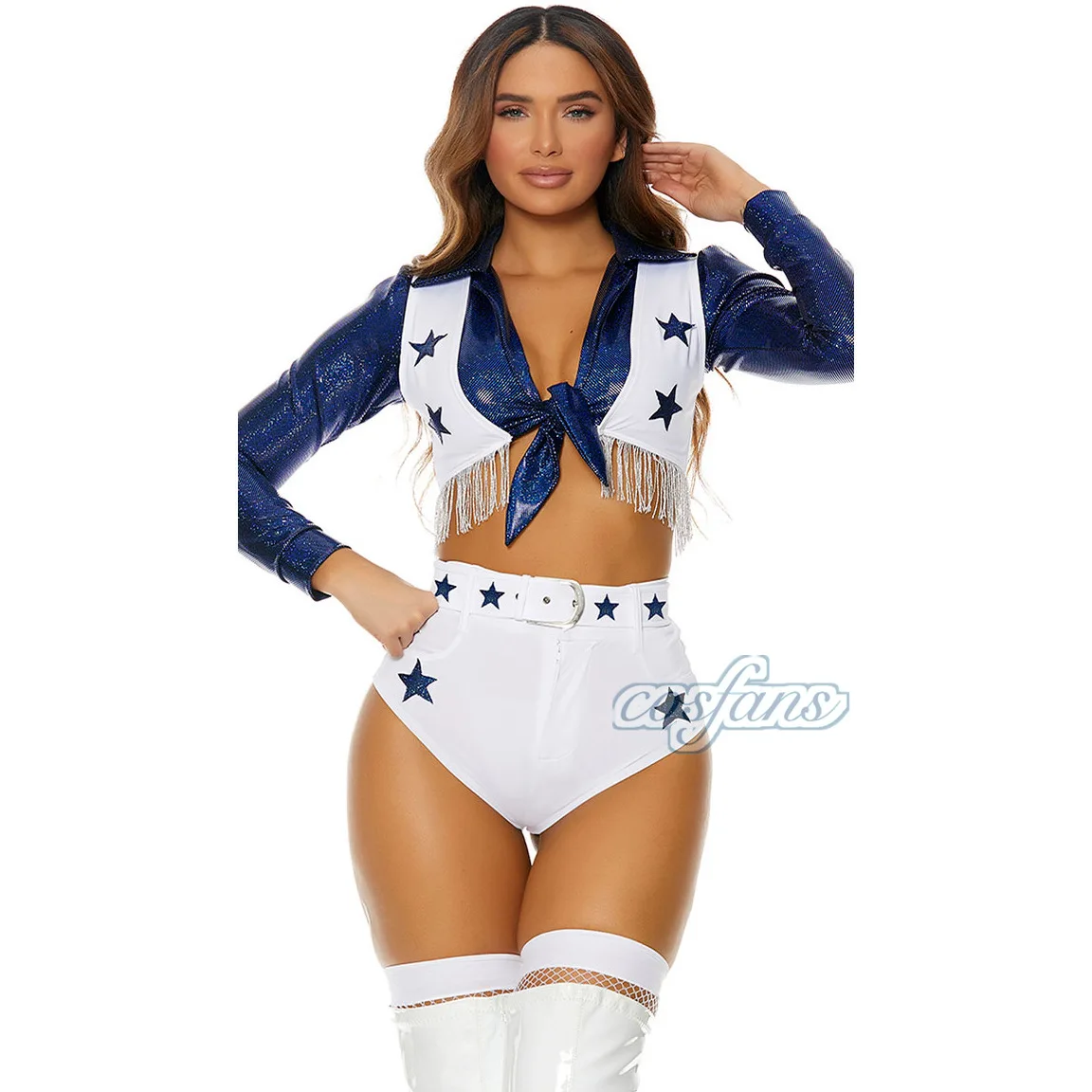 

Women Sexy Plus Size Cheerleading Costumes for Halloween Party Football and Soccer Babe Performance Uniforms