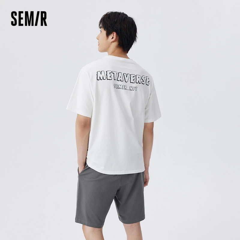 Semir Household Suit Men Daily Comfortable And Breathable Cartoon Print Casual Style Wear Short Sleeve Pajamas